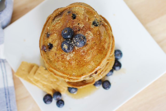 Blueberry Pancakes with Graham Cracker Crumb