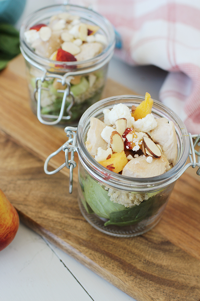 Sweet and Savory Peach Quinoa Salad in Jars