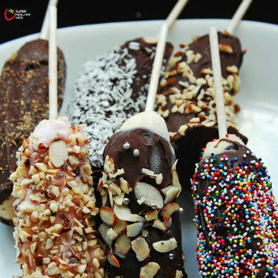 frozen bananas with different toppings