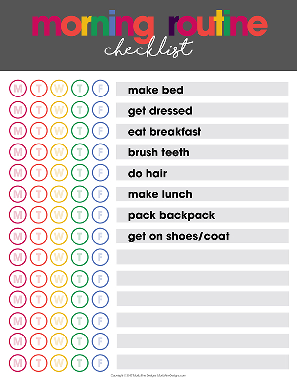 School Morning Routine Chart